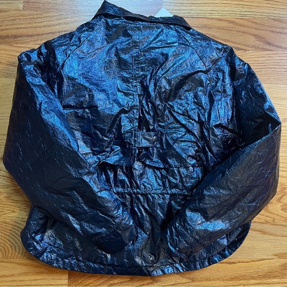 Urban Outfitters Jessie moto Jacket Size S Blue Metallic - Picture 4 of 7